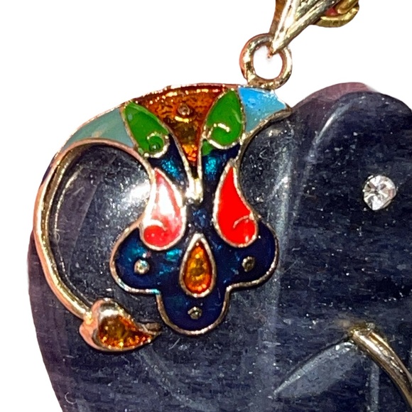 Genuine stone, Vtg India enameled elephant. - Picture 3 of 6